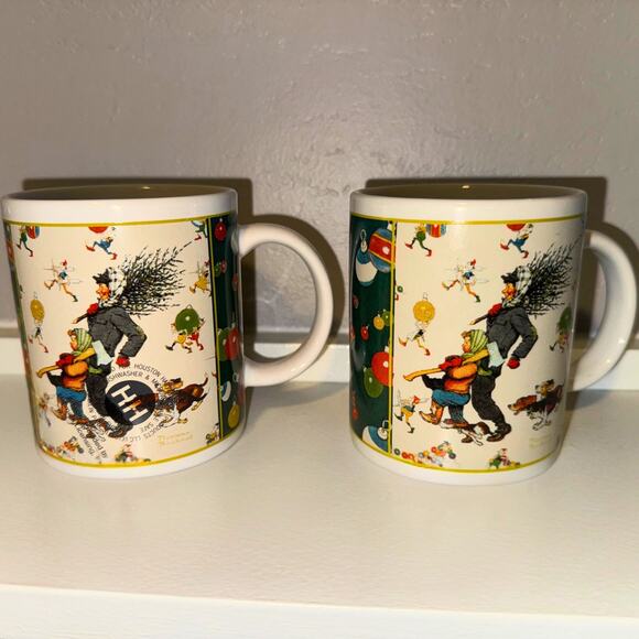 Pair of Norman Rockwell Christmas Mugs – Houston Harvest HH Hallmark 1997 - Picture 4 of 7